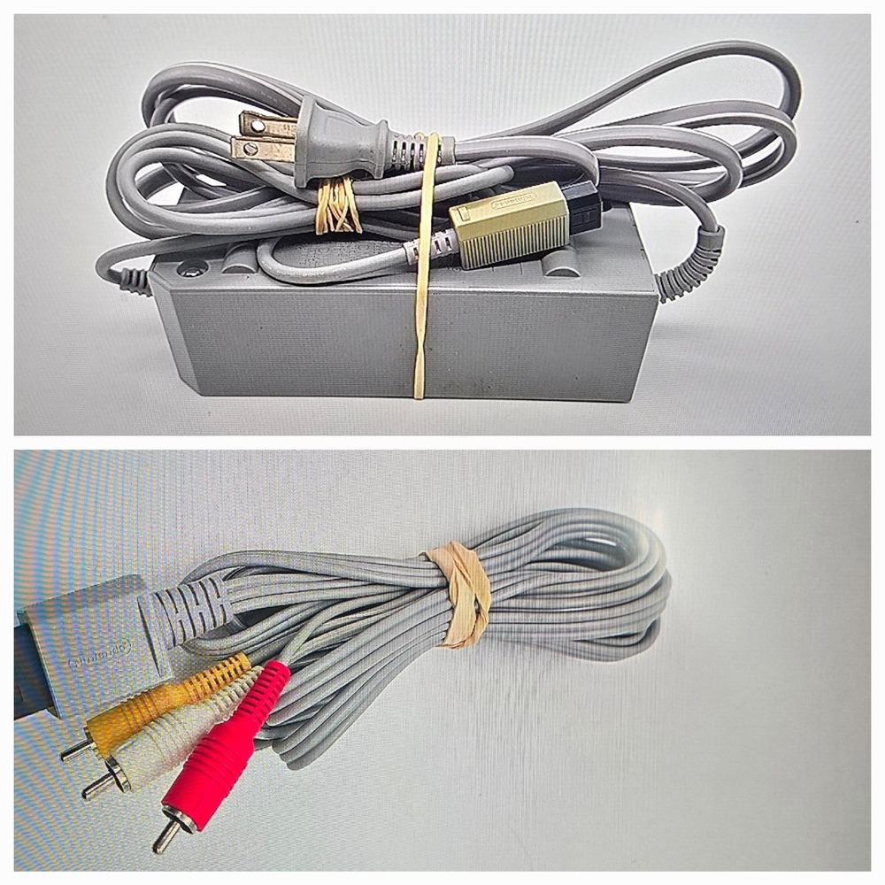 Nintendo Wii OEM AC adapter Power Cord Supply RVL-002 and‎ AV Cable RCA RVL-009